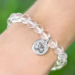 Young & Forever Unisex White & Silver-Toned Brass Crystals Handcrafted Brass-Plated Bracelet image 4