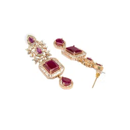 Rubans 24K Rose Gold Plated Pink Sapphire & CZStudded Handcrafted Premium Jewellery Set image 2