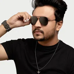 ROYALTAIL Unisex Aviator Black Frame & Black UV Protected Lens Premium Sunglasses image 5