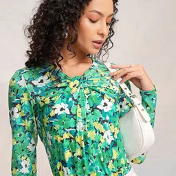 Tokyo Talkies Floral Print Tie-Up Neck Twisted Top-picture-12