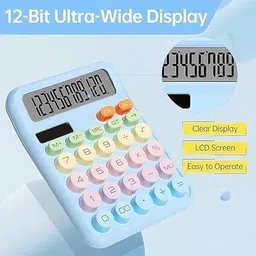 nishiiv 12-Digit Electronic Calculator with Large LCD Display, Colorful Candy Buttons Basic Desktop Calculator for Office, School, Home, Students & Teachers Basic Calculator image 2