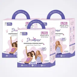 dreamease Over Night Ultra Absorbent Disposable Period Panty for Heavy Flow(L-XL,15 Count) Sanitary Pad-picture-20