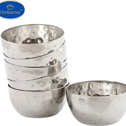 omkarixa Stainless Steel Serving Bowl Stainless Steel Hammered Design Serving Bowl/Katori Disposable image 1