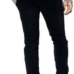 adibok Men Solid Black Track Pants image 2