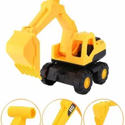 kru mir Unbreakable Pull Along Back Excavator Contruction Engineering Friction Power, Vehicle toy for Little kids image 4