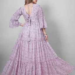 odd by chansi trendz Floral Print Georgette Stitched Flared/A-line Gown image 2