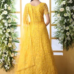 lady shopi Embroidered Net Semi Stitched Flared/A-line Gown image 2