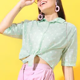 tokyo talkies Women Regular Fit Printed Cut Away Collar Casual Shirt image 4