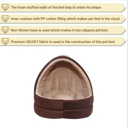 guru Soft Velvet Cave House for Cats Little Dogs & Pets M Pet Bed image 4