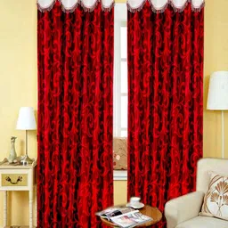 gowri tex premium curtains 214 cm (7 ft) Door Polycotton Semi Transparent Curtain (Pack Of 2)-picture-48