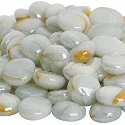 vannef Stone Glossy Finish Decorative Shiny Glass Pebbles for Aquarium Vase Filler Home Garden & Outdoor Decoration (White_1Kg) Polished, Carved Round, Oval Fire Glass Pebbles-picture-35