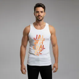 safashion Mens White Printed JAL MAT CHAL HAT Sando/Vest Men Vest-picture-18