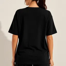 kshs Women Top & Shorts Set Black Printed image 2