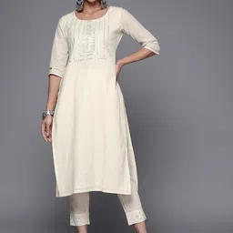 libas Women Embroidered Cotton Blend Straight Kurta-picture-20