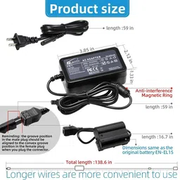 IJJA EN-EL15 EN-EL15A AC adapter power cable Dummy Battery Camera Battery Charger image 5