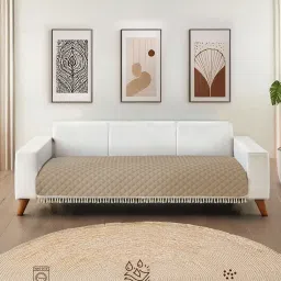 Urban Space Soft Brown Quilted Microfibre Sofa Cover image 2