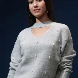 Tokyo Talkies Women Pullover with Embellished Detail-picture-16