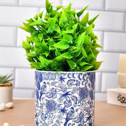 TAYHAA White Blue Leaf Printed Ceramic Planter-picture-40