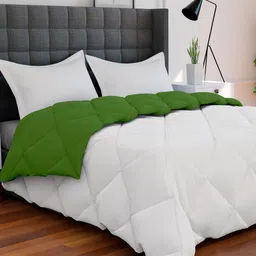 AVI White & Green Solid Reversible Style Mild Winter 233 GSM Single Bed Comforter-picture-18