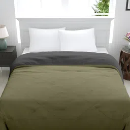 GYT Olive Green & Grey Microfiber Mild Winter Single Bed Comforter-image-15