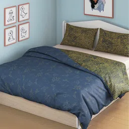 Smartsters Blue & Yellow Printed Reversible Mild Winter 300 GSM Double Bed Comforter-picture-13