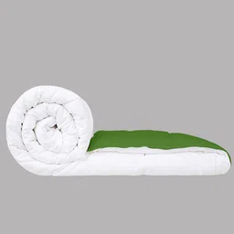 AVI White & Green Solid Reversible Style Mild Winter 233 GSM Double Bed Comforter image 5