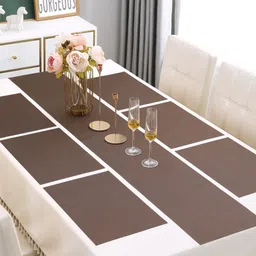 HOKIPO 7 Pieces Solid Tablemats with Table Runner-picture-14