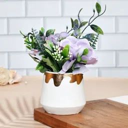 TAYHAA Purple & Green Artificial Purple Bloom Flower With Planter Pot-picture-47