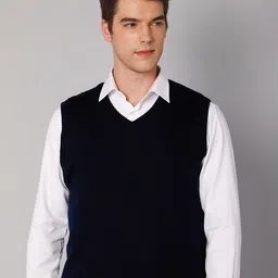 Cantabil Men Blue Sweater Vest-image-36