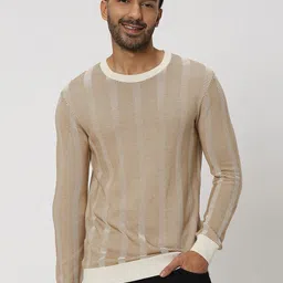 Mufti Striped Pure Cotton Pullover-image-12