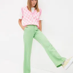 Trendyol Women Pink & Off White Checked Checked Sweater Vest image 5