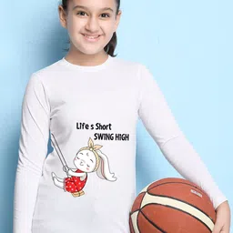 NUSYL Girls Pack of 3 Blue & Red Printed T-shirt image 4