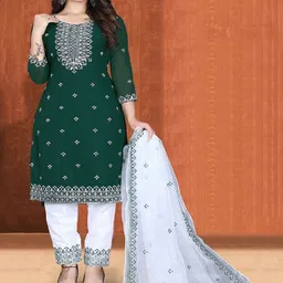 ZONFAB Embroidered Semi-Stitched Dress Material-picture-41