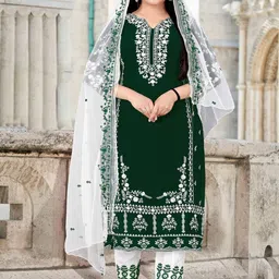 ZONFAB Embroidered Semi-Stitched Dress Material-picture-30