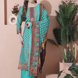 Stylee LIFESTYLE Floral Printed Muslin Unstitched Dress Material-image-27
