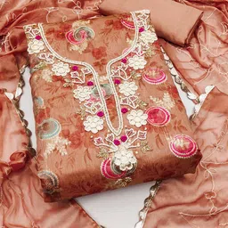 KALINI Floral Embroidered Sequinned Unstitched Dress Material-picture-32