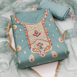 KALINI Floral Woven Design Zari Unstitched Dress Material-picture-51