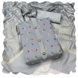 MANVAA Ethnic Motifs Woven Design Gotta Patti Banarasi Jacquard Unstitched Dress Material-picture-20