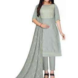 MANVAA Geometric Yoke Designed Gotta Patti Modal Cotton Unstitched Dress Material-picture-44