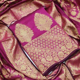 MANVAA Ethnic Motifs Woven Design Zari Unstitched Dress Material-picture-31