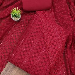 LeeliPeeri Designer Floral Chikankari Embroidered Unstitched Dress Material-picture-28
