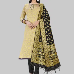 Maroosh Ethnic Motifs Woven Banarasi Silk Unstitched Dress Material-image-28