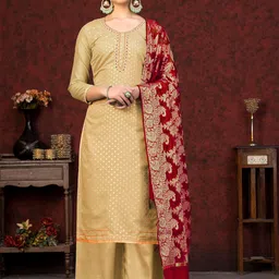 KALINI Floral Woven Design Beads and Stones Unstitched Dress Material-picture-13