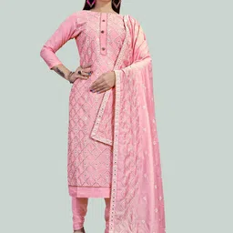 Maroosh Ethnic Motifs Embroidered Chanderi Unstitched Dress Material-image-92