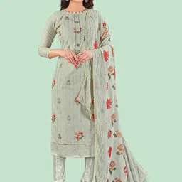 Maroosh Floral Printed Embroidered Chanderi Unstitched Dress Material-picture-12