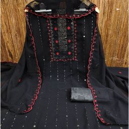 MANVAA Floral Embroidered Silk Georgette Unstitched Dress Material-picture-7