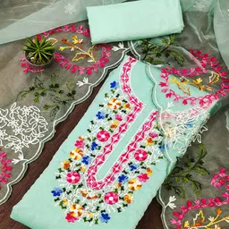 Peachmode Embroidered Unstitched Dress Material-image-51