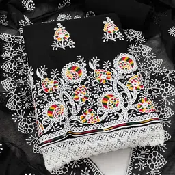 Peachmode Embroidered Pure Cotton Unstitched Dress Material-picture-12