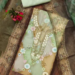 KALINI Embroidered Organza Unstitched Dress Material image 2