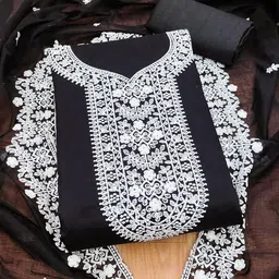 KALINI Chanderi Embroidered Unstitched Dress Material With Dupatta image 5